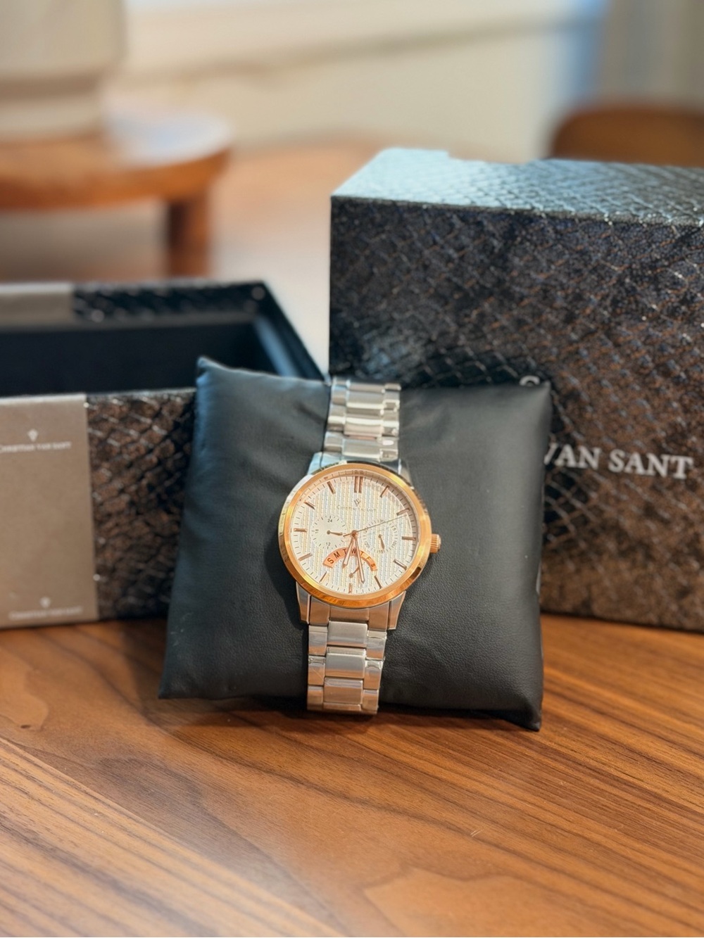 NEW Christian Van Sant Alden CV0322 Two-Tone Silver and Gold Men’s Dress Watch